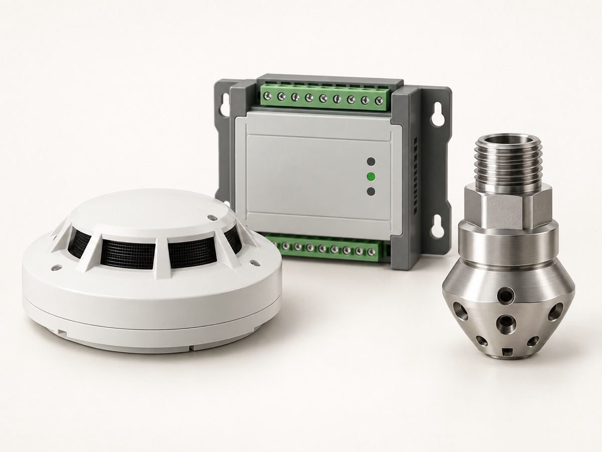 Illustration of fire detection and safety components